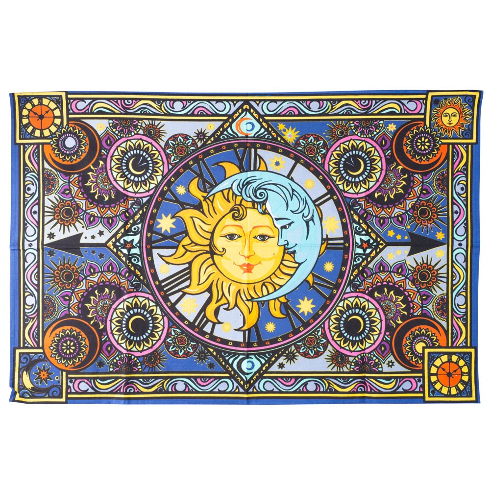 3D SUN AND MOON CLOCK TAPESTRY