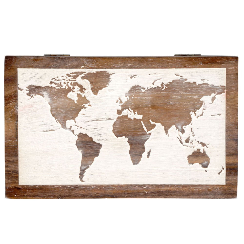 WORLD MAP WOODEN BOX