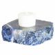 ROUGH BLUE QUARTZ CANDLE HOLDER WITH SMOOTH TOP