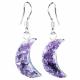 STERLING SILVER AND AMETHYST DRUZY SMALL MOON EARRINGS