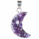 SMALL AMETHYST DRUZY MOON PENDANT WITH STERLING SILVER