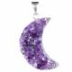 LARGE AMETHYST DRUZY MOON PENDANT WITH STERLING SILVER